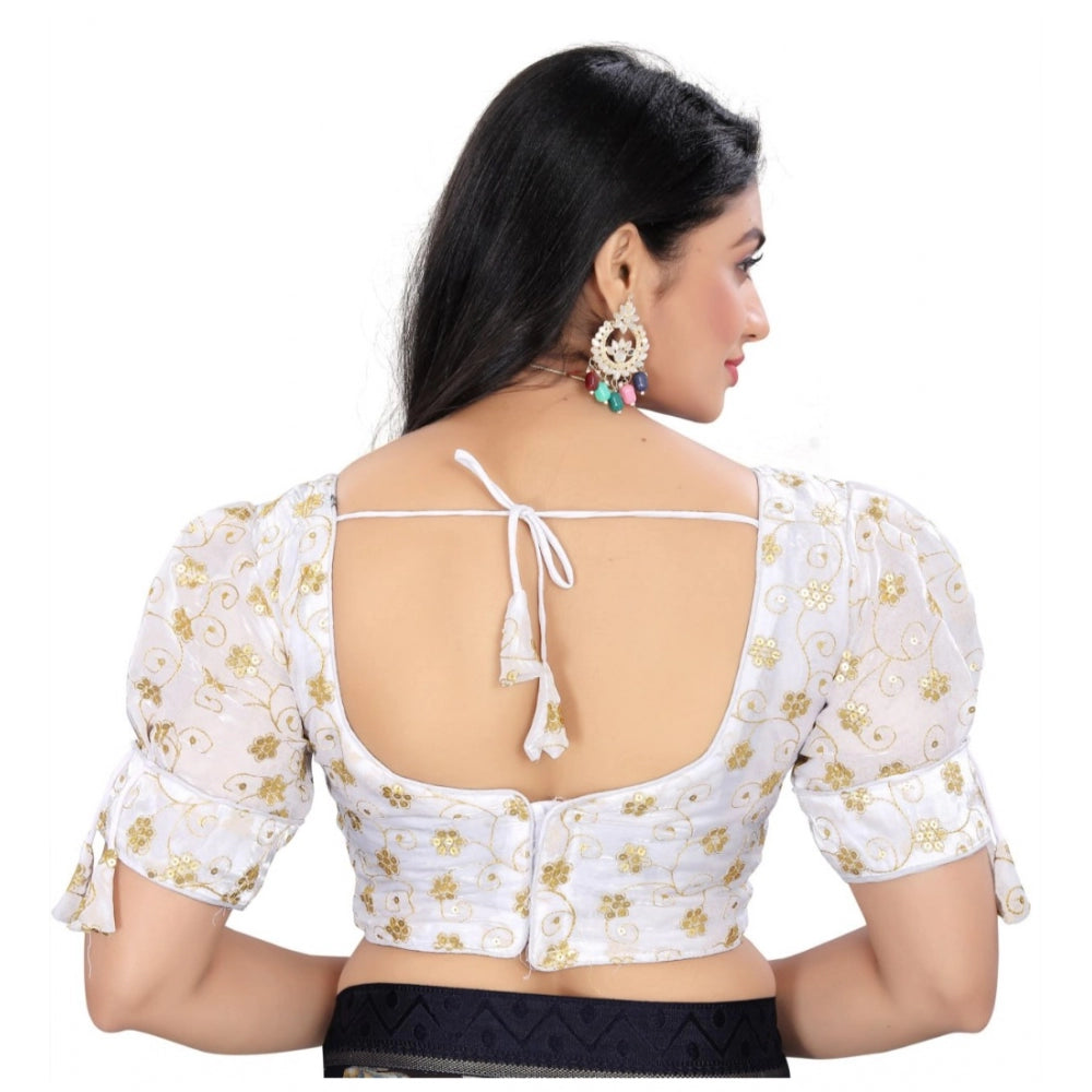 Women's Jimmy Choo Embroidery Readymade Blouse (White, Size: Free Size)