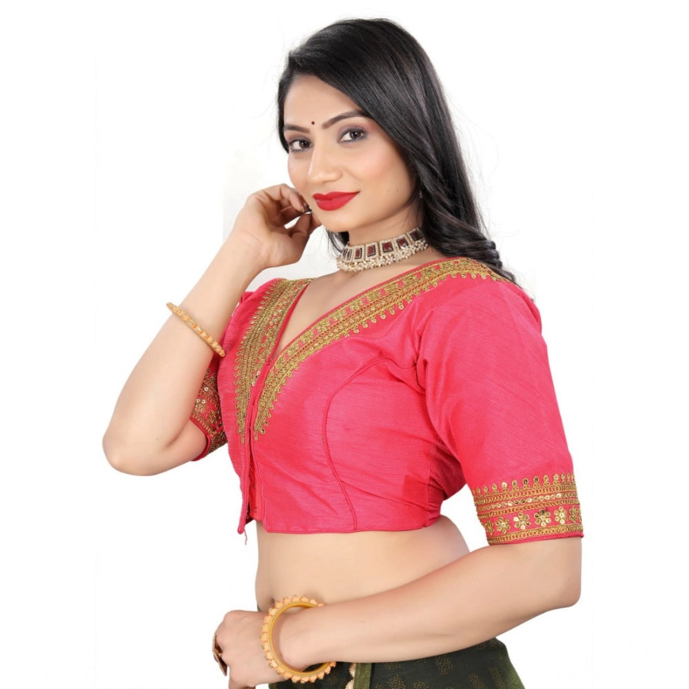 Women's Banglory Embroidery Readymade Blouse (Pink, Size: Free Size)