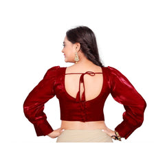 Women's Organza Plain Readymade Blouse (Maroon, Size: Free Size)