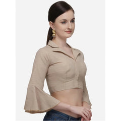 Women's Cotton Striped Readymade Blouse (Beige, Size: Free Size)