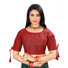 Women's Cotton Thread Work Readymade Blouse (Red, Size: Free Size)