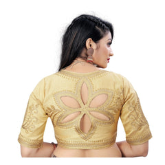 Women's Phantom Embroidery Readymade Blouse (Beige, Size: Free Size)