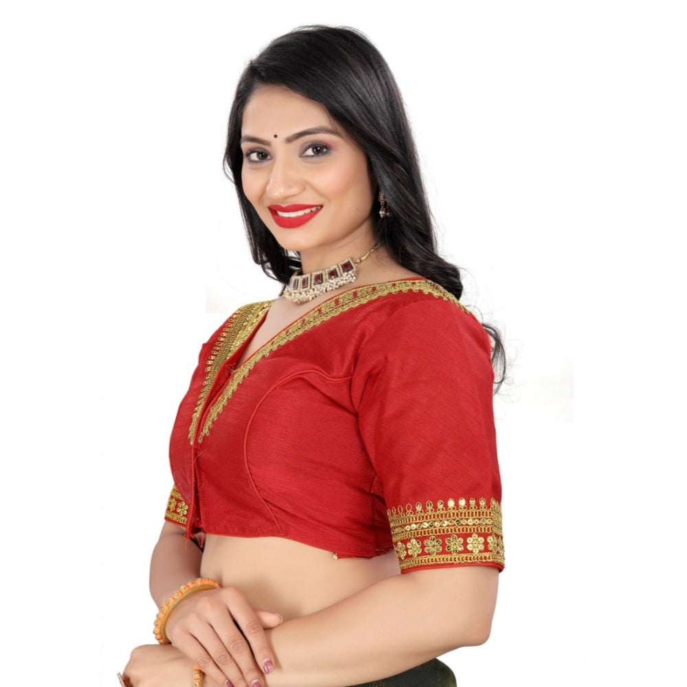 Women's Banglory Embroidery Readymade Blouse (Red, Size: Free Size)