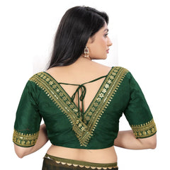 Women's Banglory Embroidery Readymade Blouse (Green, Size: Free Size)