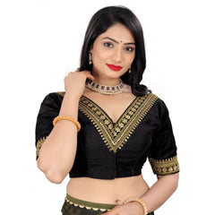 Women's Banglory Embroidery Readymade Blouse (Black, Size: Free Size)