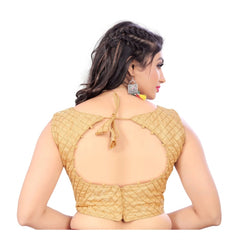 Women's Satin Embroidery Readymade Blouse (Beige, Size: Free Size)