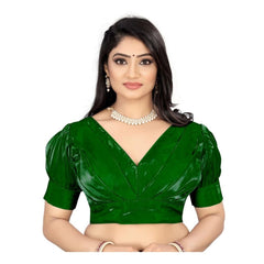 Women's Organza Plain Readymade Blouse (Green, Size: Free Size)