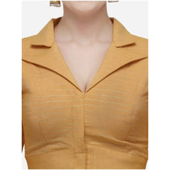 Women's Cotton Striped Readymade Blouse (Mustard, Size: Free Size)