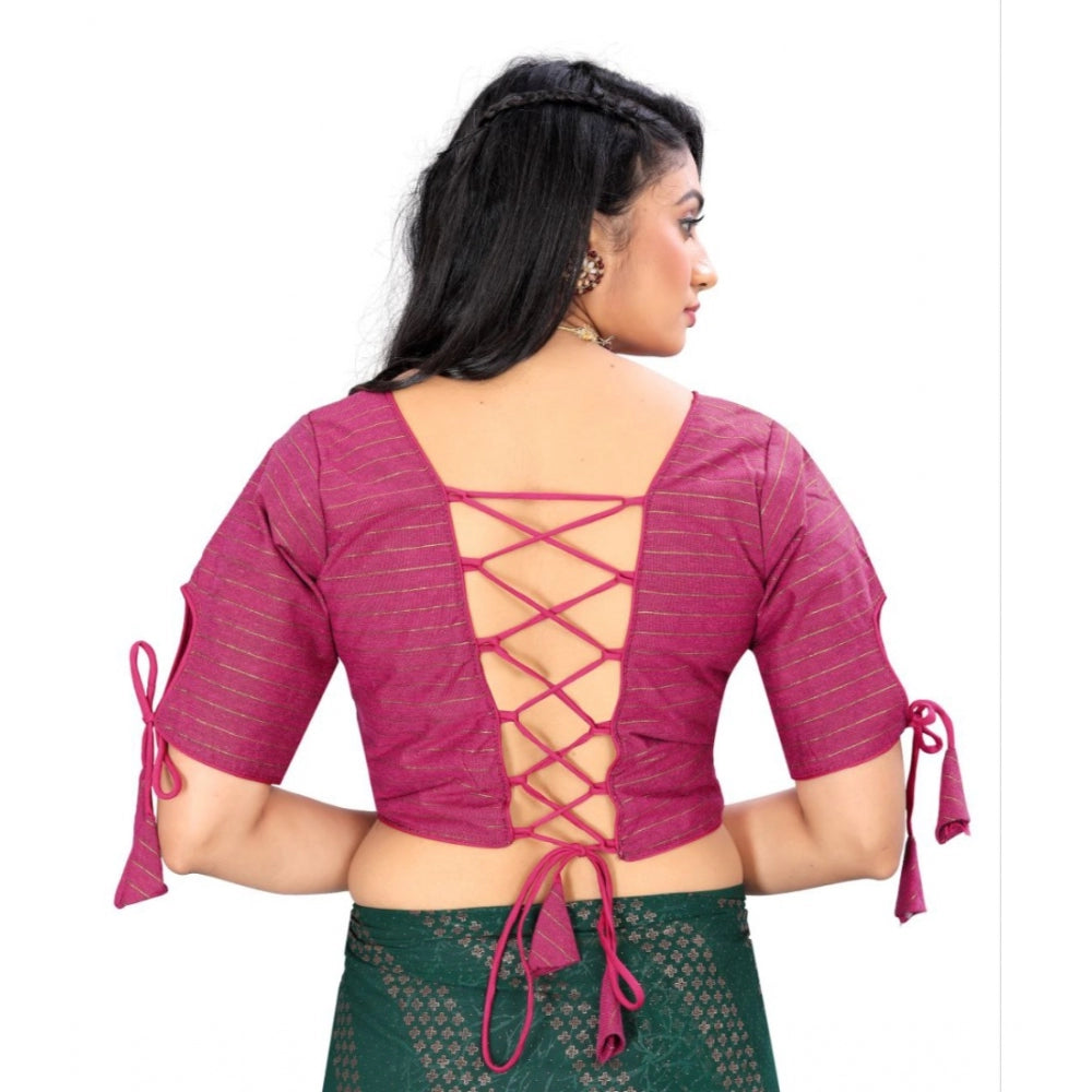 Women's Cotton Thread Work Readymade Blouse (Barbie Pink, Size: Free Size)