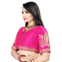 Women's Phantom Embroidery Readymade Blouse (Pink, Size: Free Size)