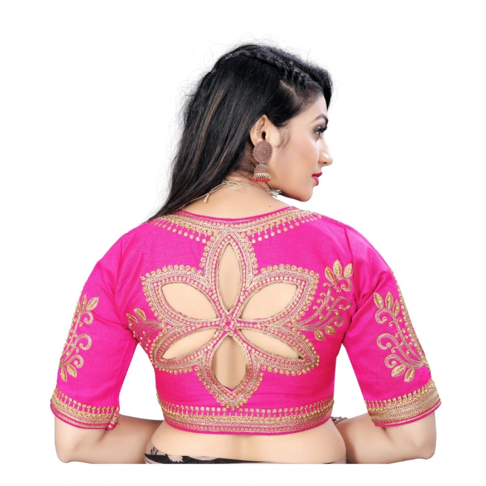 Women's Phantom Embroidery Readymade Blouse (Pink, Size: Free Size)