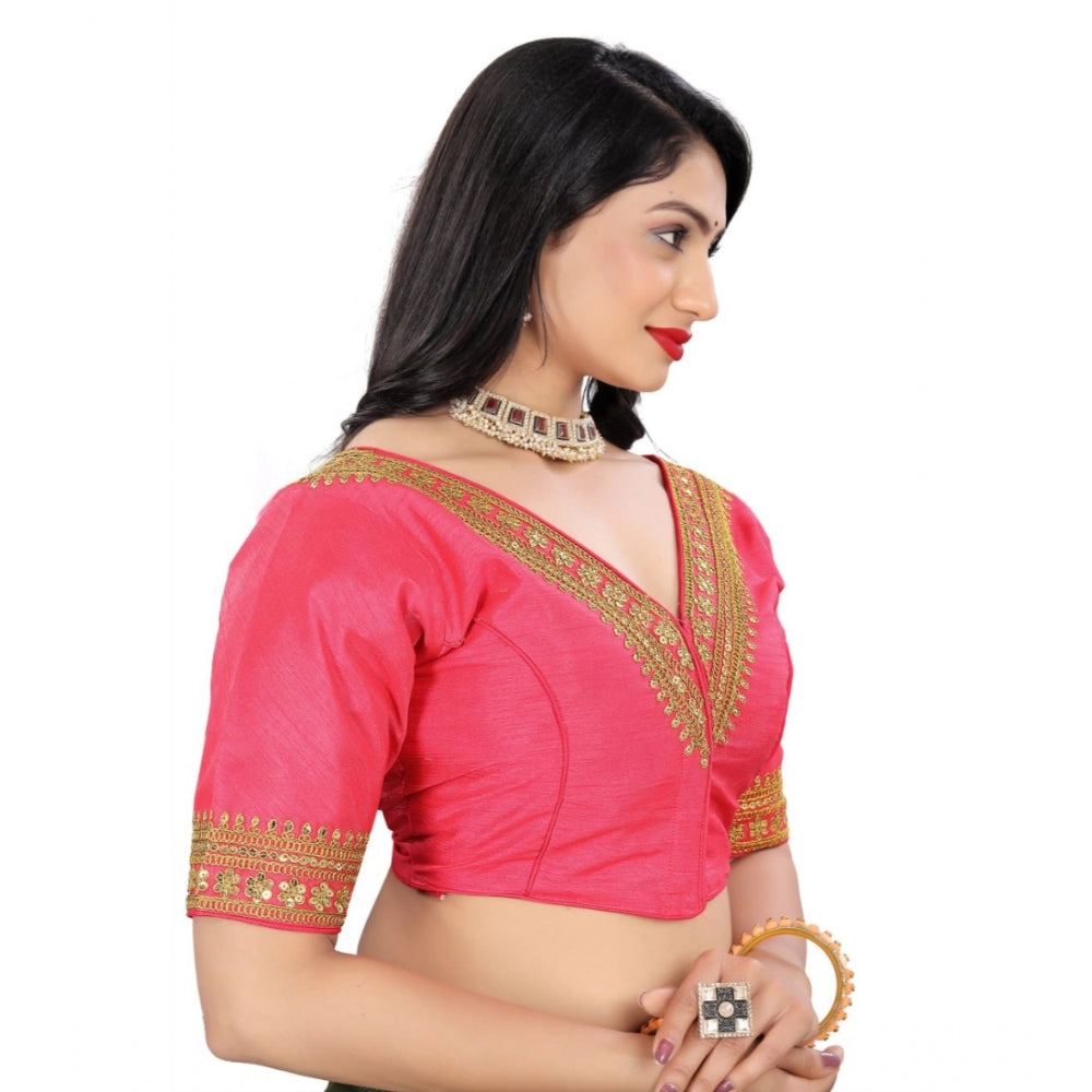 Women's Banglory Embroidery Readymade Blouse (Pink, Size: Free Size)