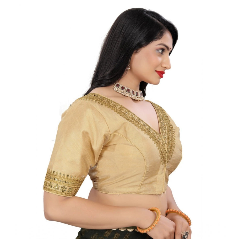 Women's Banglory Embroidery Readymade Blouse (Beige, Size: Free Size)