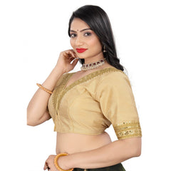 Women's Banglory Embroidery Readymade Blouse (Beige, Size: Free Size)