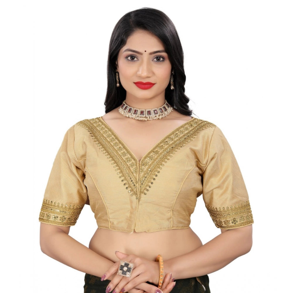 Women's Banglory Embroidery Readymade Blouse (Beige, Size: Free Size)