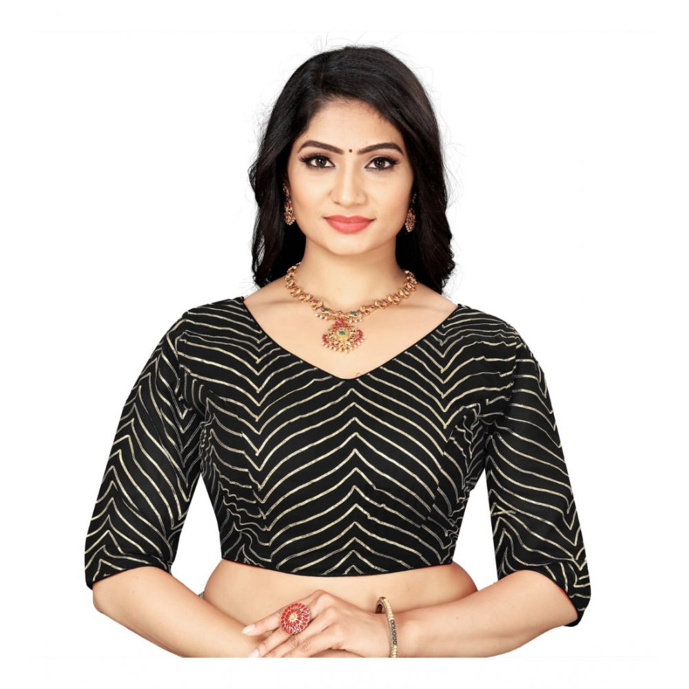 Women's Georgette Embroidery Readymade Blouse (Black, Size: Free Size)