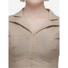 Women's Cotton Striped Readymade Blouse (Beige, Size: Free Size)