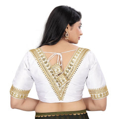 Women's Banglory Embroidery Readymade Blouse (White, Size: Free Size)