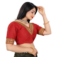 Women's Banglory Embroidery Readymade Blouse (Red, Size: Free Size)