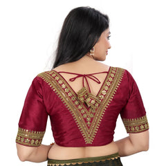 Women's Banglory Embroidery Readymade Blouse (Maroon, Size: Free Size)