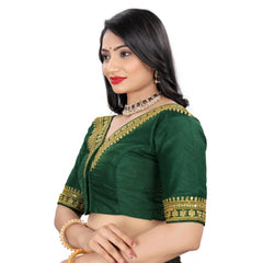 Women's Banglory Embroidery Readymade Blouse (Green, Size: Free Size)