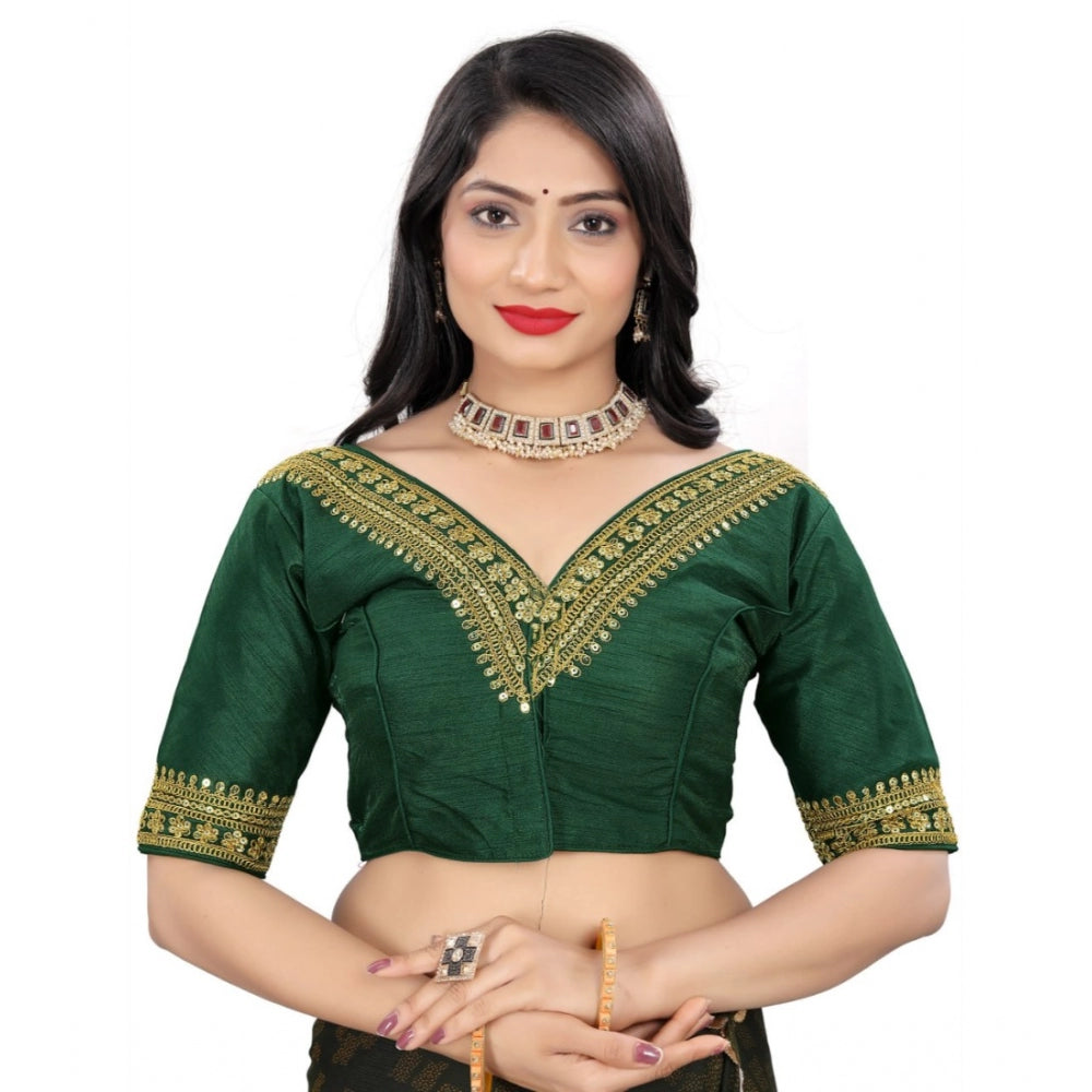 Women's Banglory Embroidery Readymade Blouse (Green, Size: Free Size)