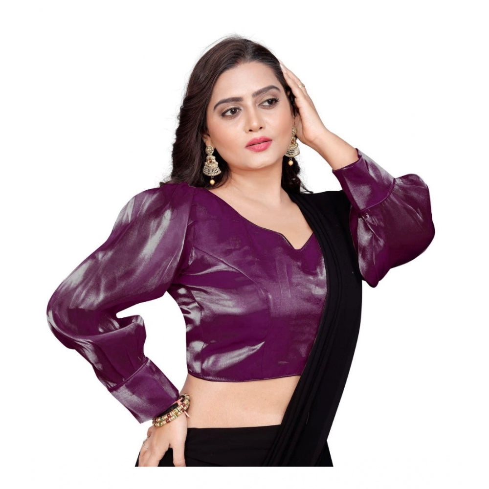 Women's Organza Plain Readymade Blouse (Magenta, Size: Free Size)