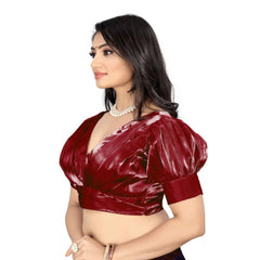 Women's Organza Plain Readymade Blouse (Maroon, Size: Free Size)