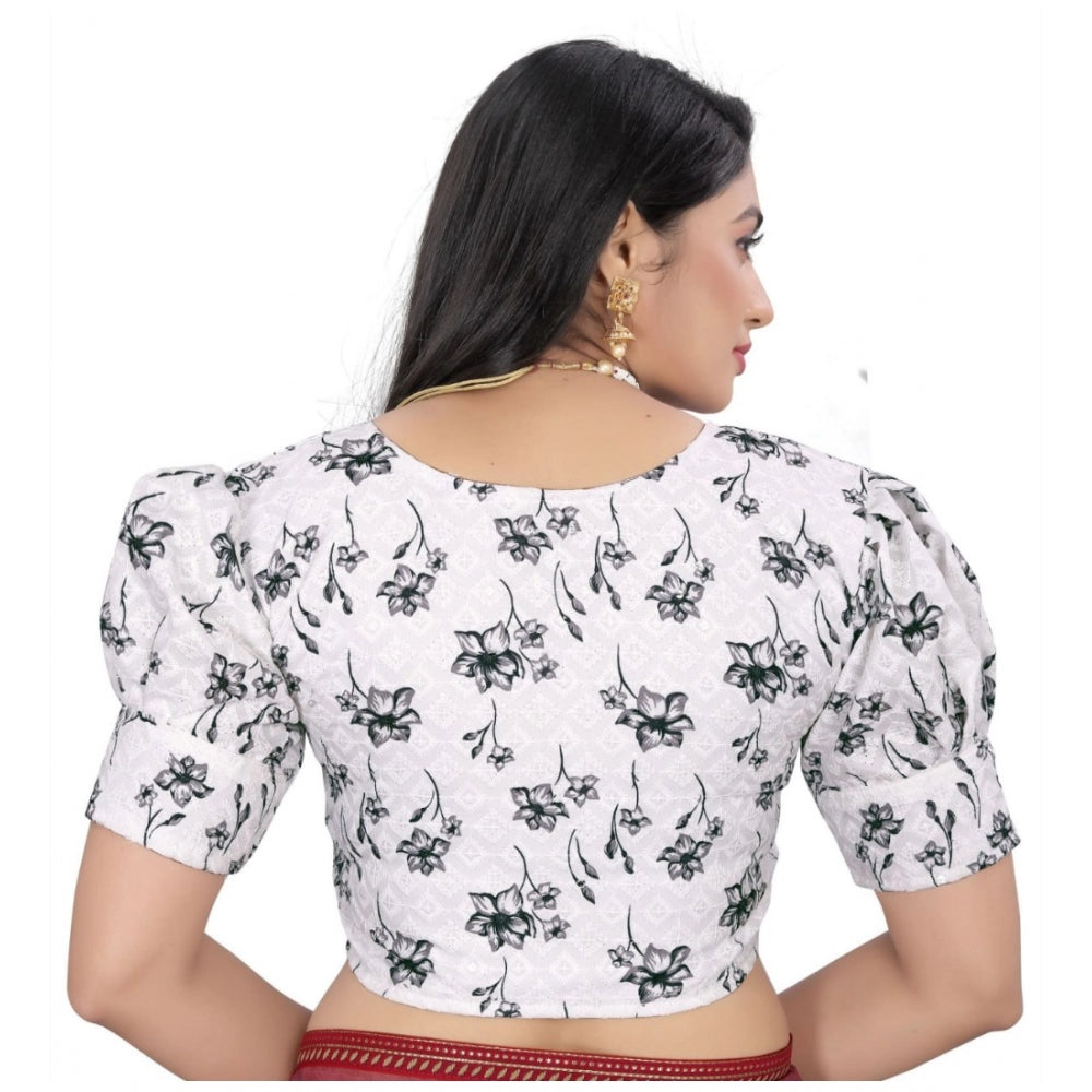 Women's Cotton Blend Floral Readymade Blouse (Black, Size: Free Size)