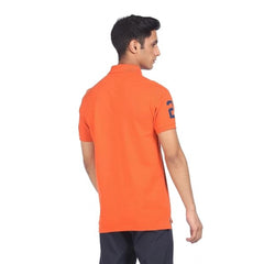 Men's Casual Half sleeve Solid Cotton Polo Neck T-shirt (Orange)