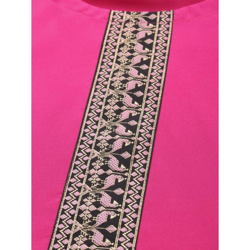 Casual 3-4Th Sleeve Solid Crepe Kurti And Palazzo Set (Pink)