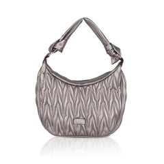 Vegan Leather Textured Handbag (Silver Grey)