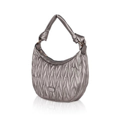 Vegan Leather Textured Handbag (Silver Grey)