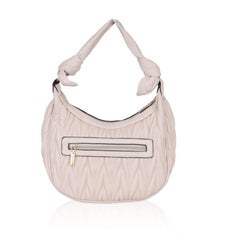 Vegan Leather Textured Handbag (Beige White)