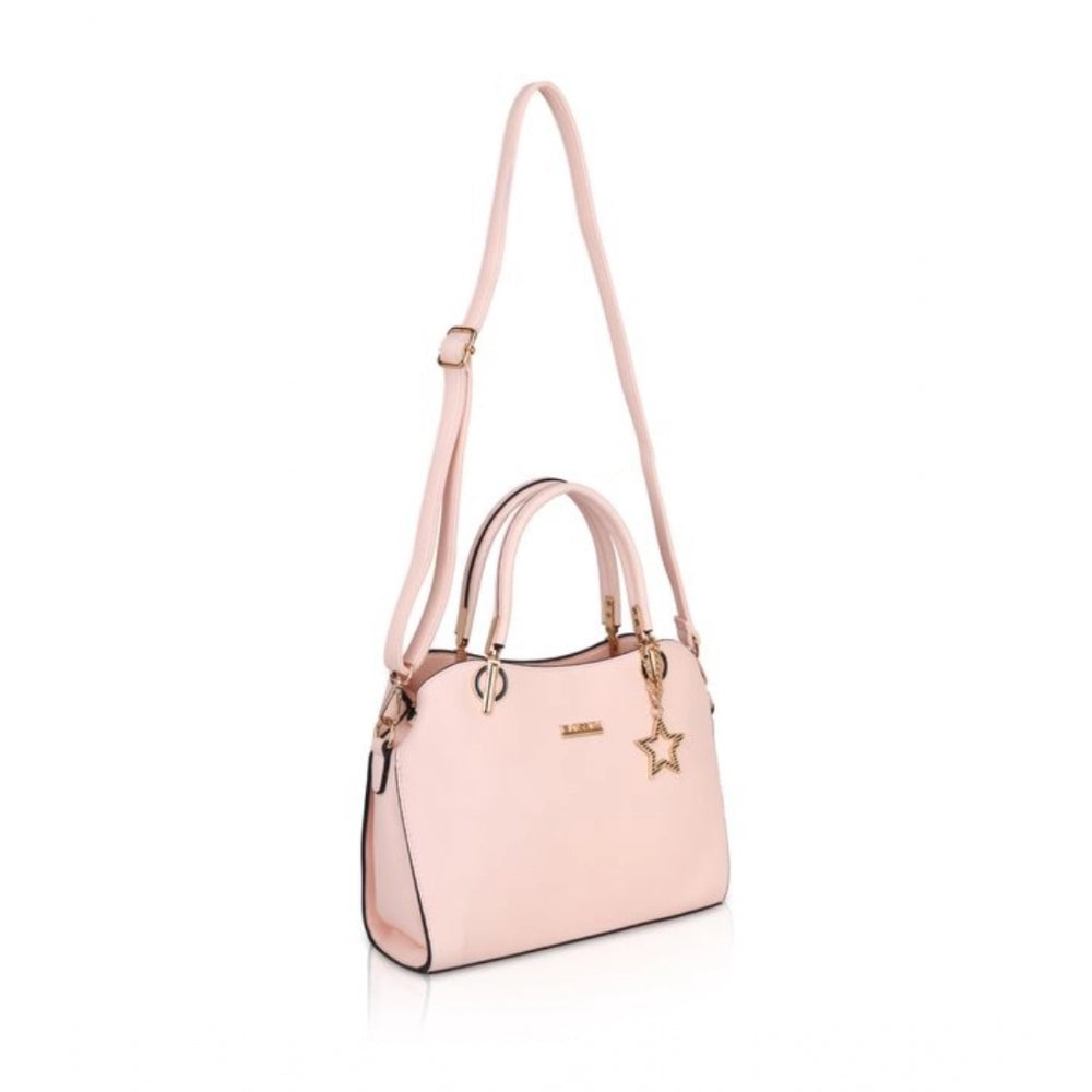 Vegan Leather Solid Handbag (Pink)