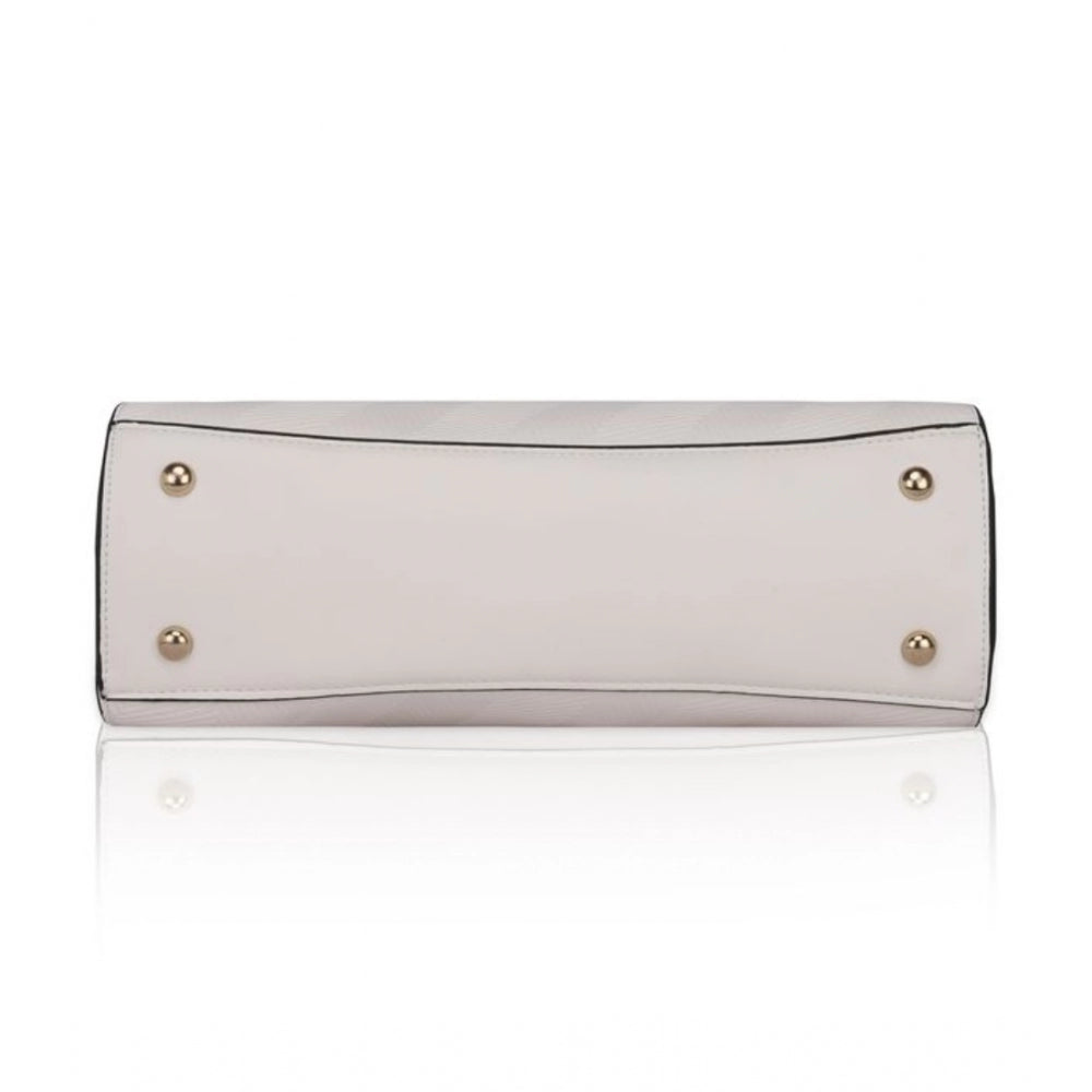 Vegan Leather Textured Adjustable Long Belt Handbag (White)