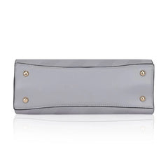 Vegan Leather Textured Adjustable Long Belt Handbag (Grey)