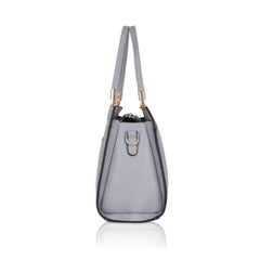 Vegan Leather Textured Adjustable Long Belt Handbag (Grey)