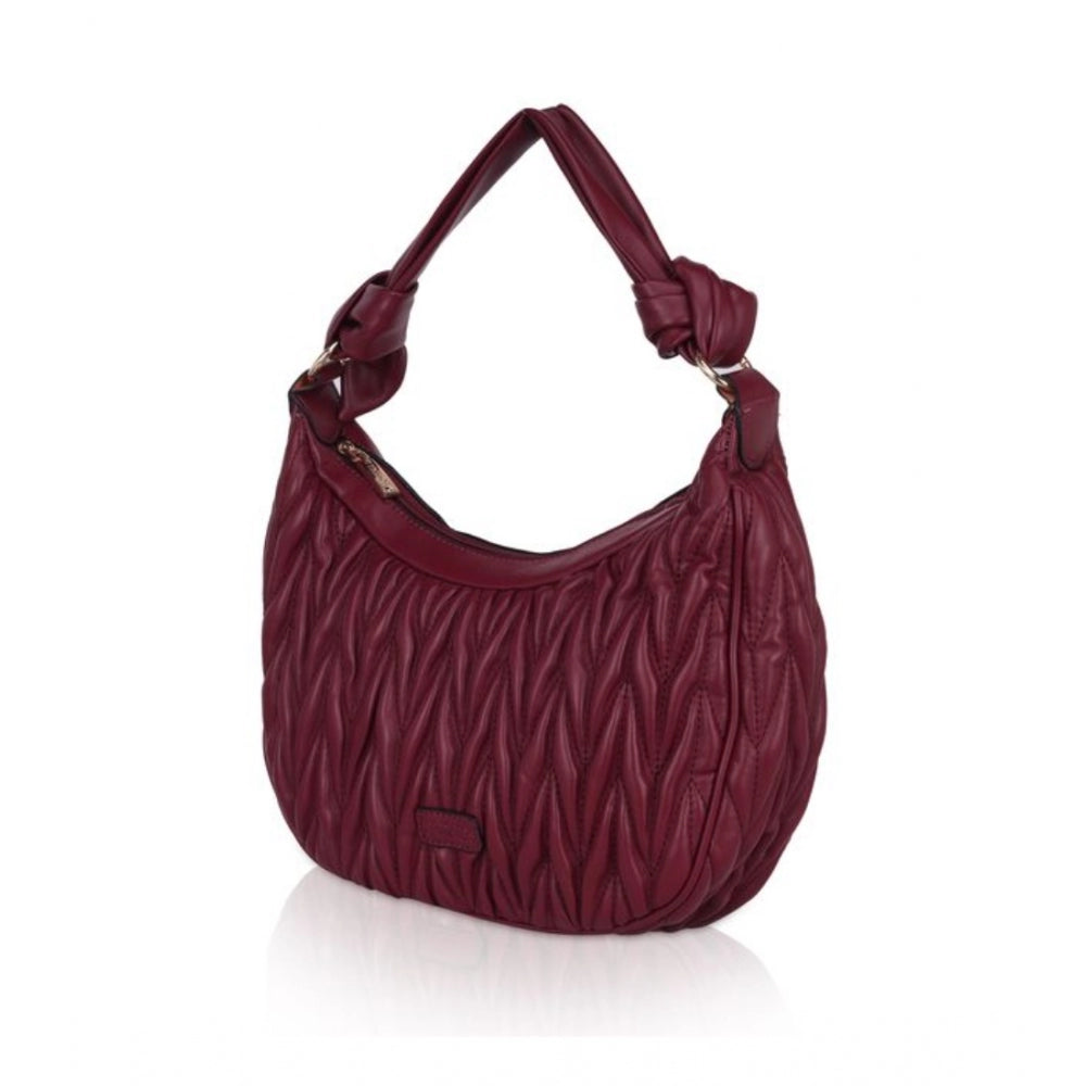 Vegan Leather Textured Handbag (Red)