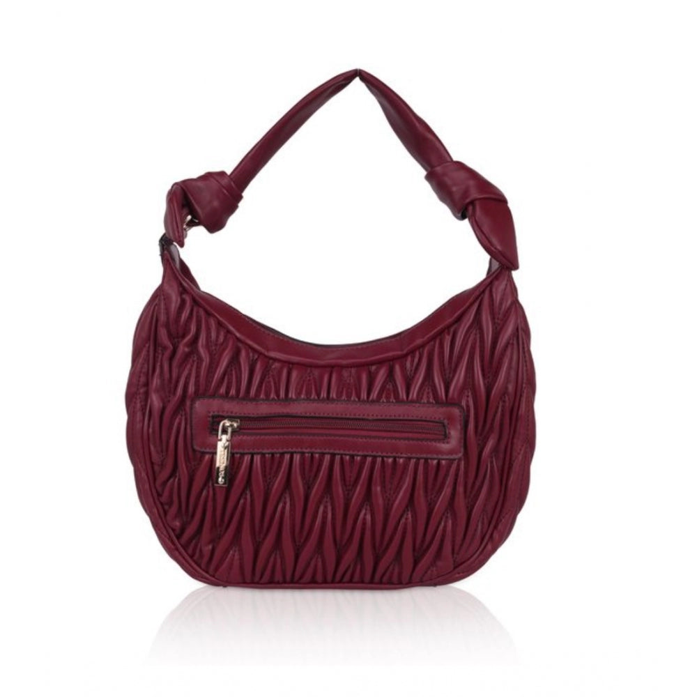 Vegan Leather Textured Handbag (Red)