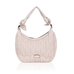 Vegan Leather Textured Handbag (Beige White)