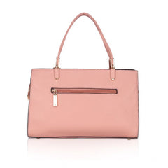 Women's Faux Leather Textured Adjustable Long Belt Handbag (Pink)