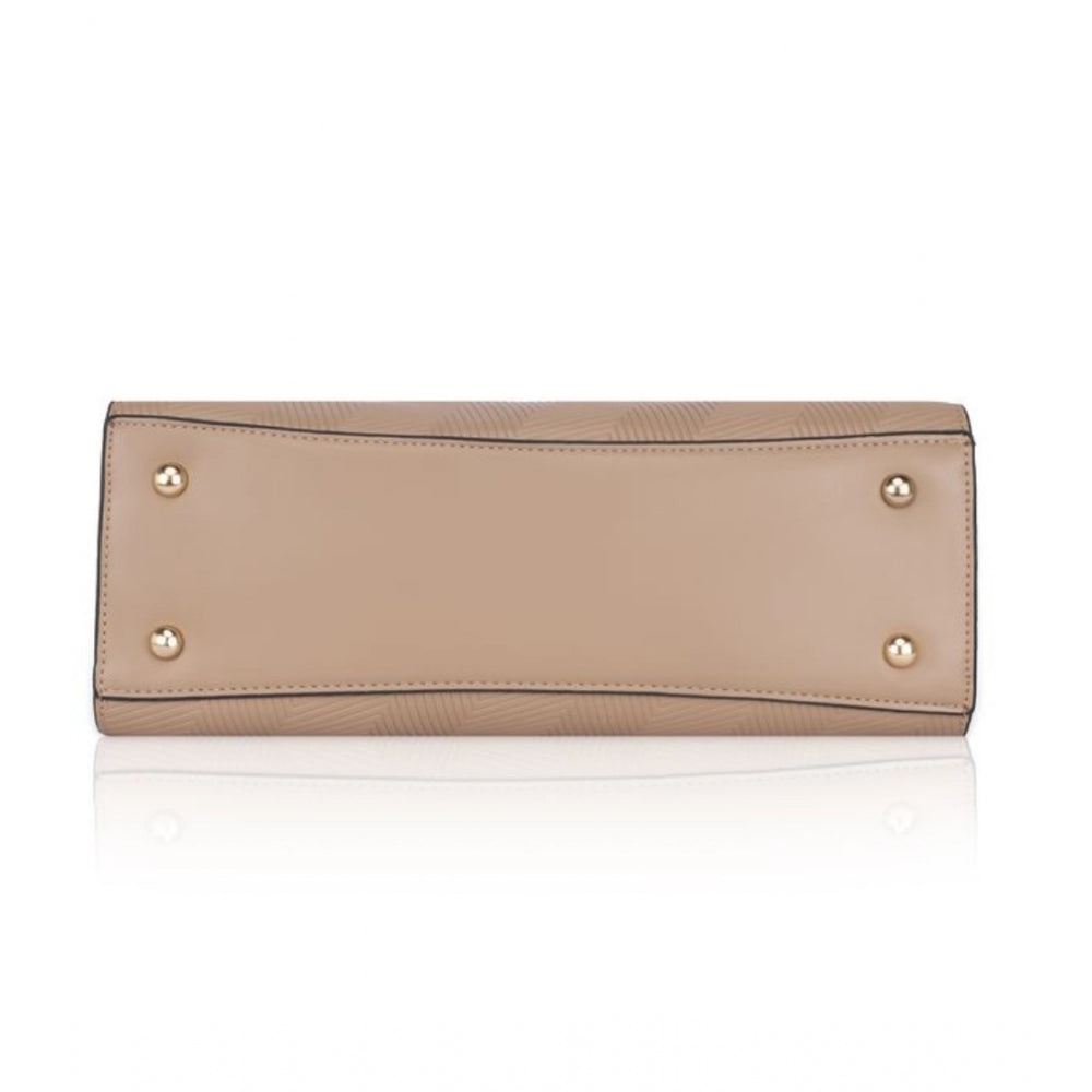 Vegan Leather Textured Adjustable Long Belt Handbag (Khaki)