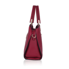 Vegan Leather Solid Handbag (Maroon)