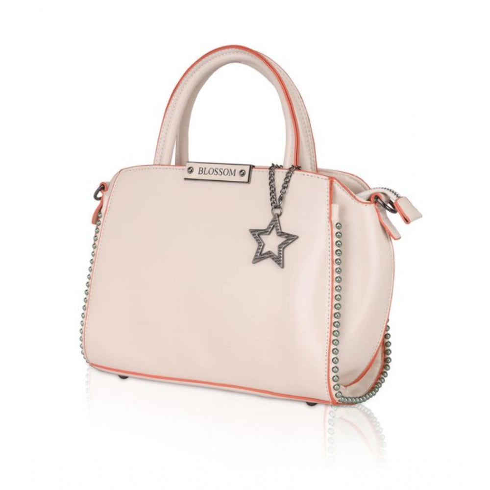 Women's Faux Leather Metal Beads Handbag (Pink)