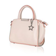 Women's Faux Leather Metal Beads Handbag (Pink)