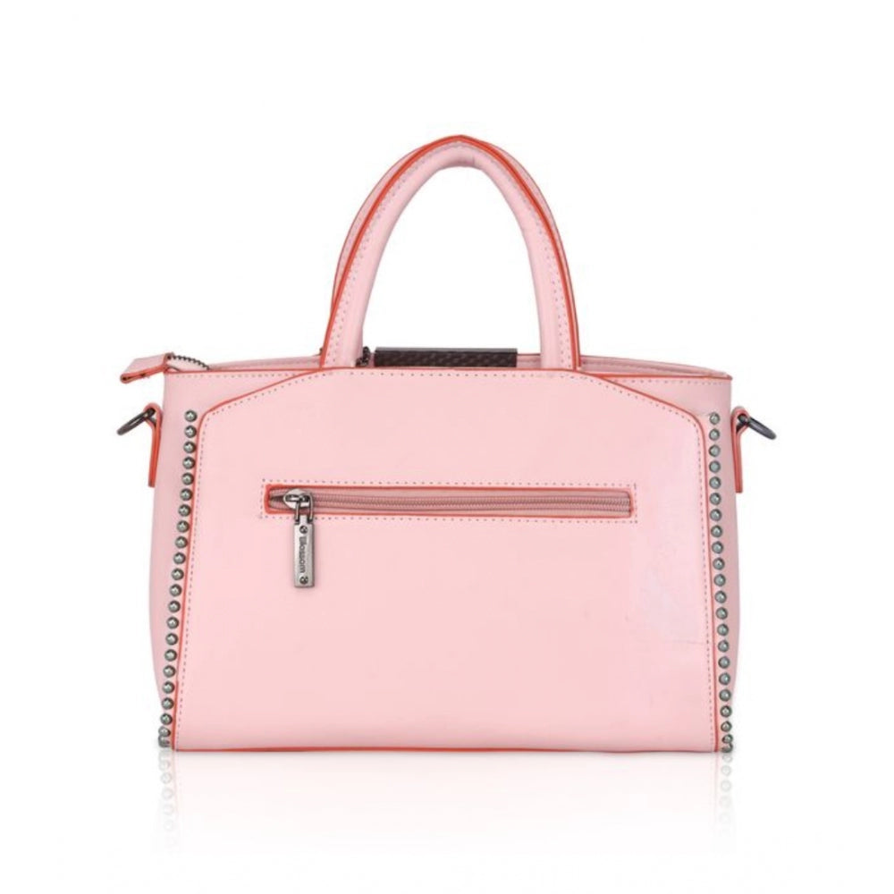 Women's Faux Leather Metal Beads Handbag (Pink)