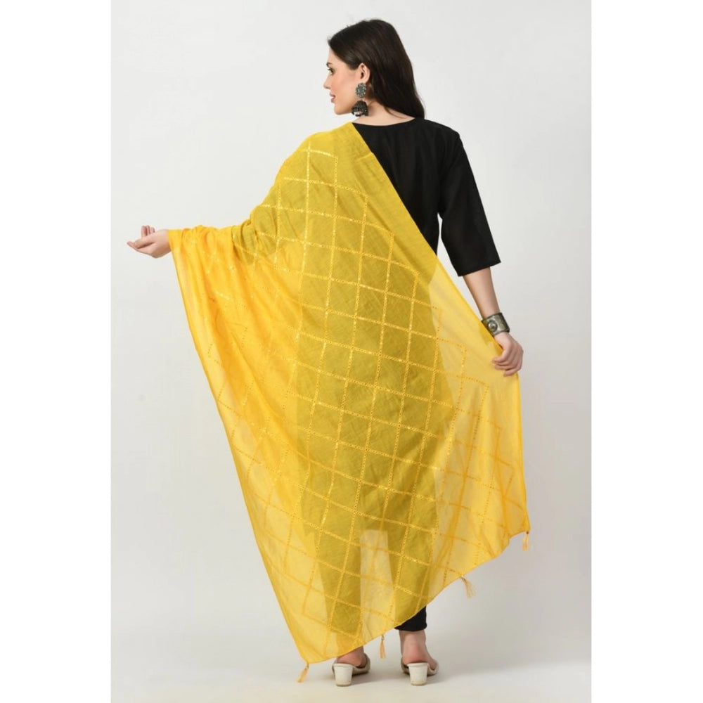 Women's Chanderi Self design Dupatta (Yellow, Length: Free Size)