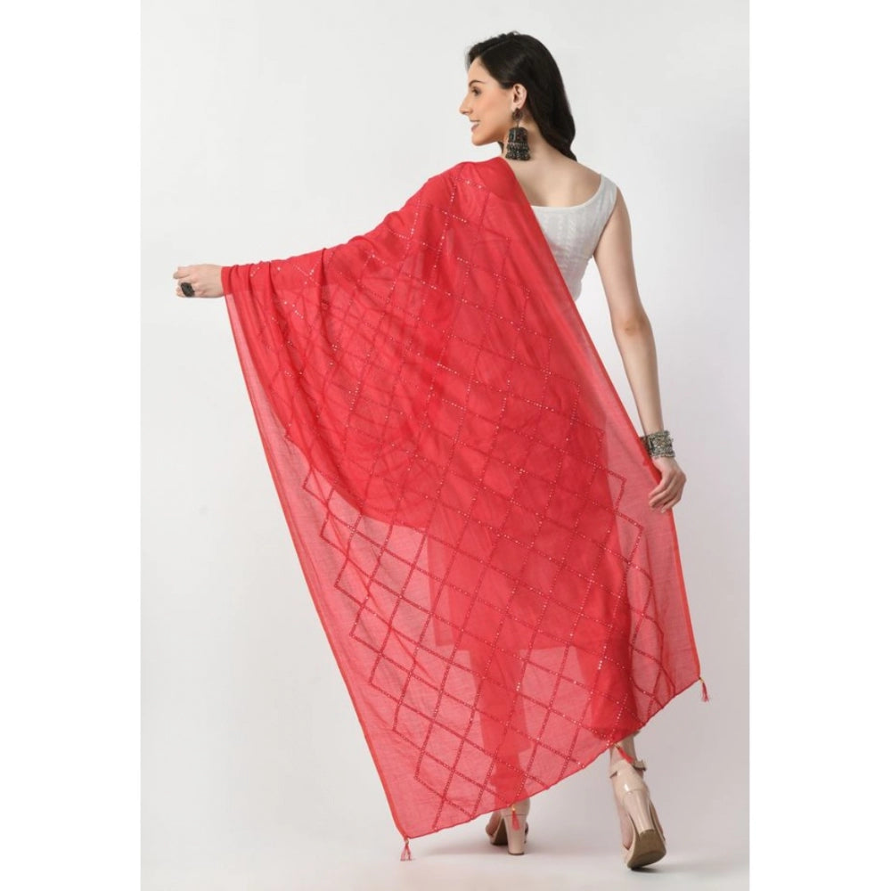 Women's Chanderi Self design Dupatta (Rani, Length: Free Size)