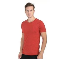 Men's Casual Short Sleeves Cotton Round Neck T-shirt (Red)